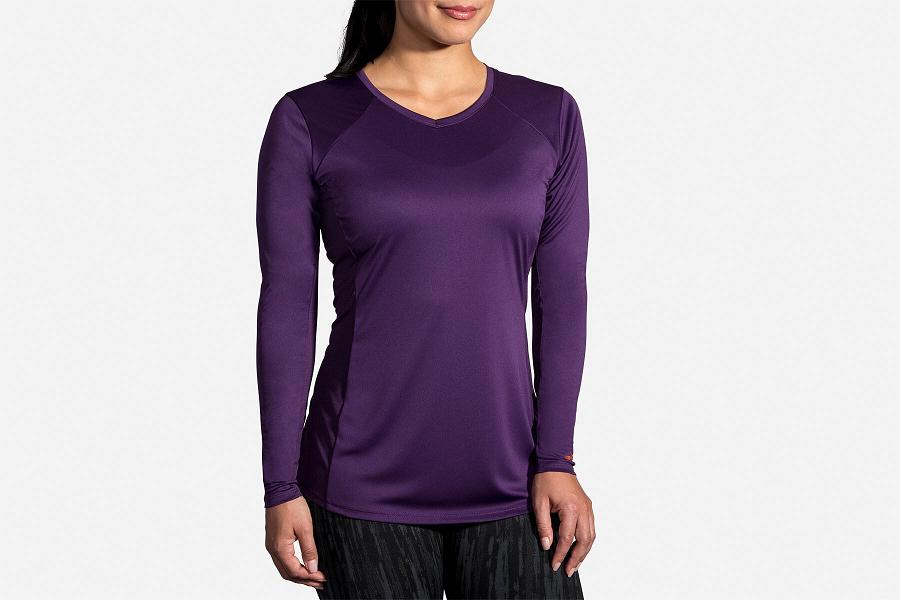 Brooks Stealth Women Running Clothes & Long Sleeve Running Shirt Purple FMX093845